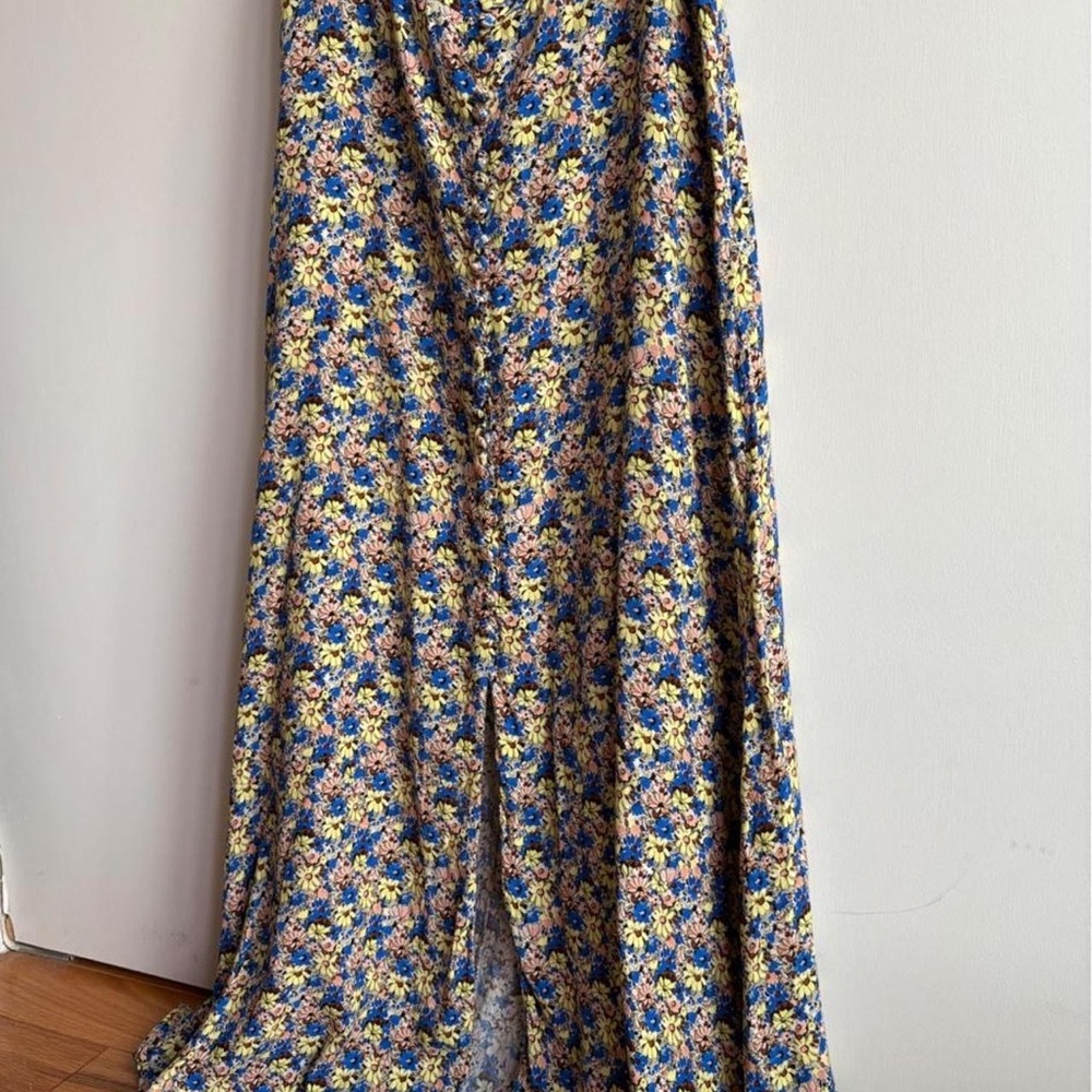 Zara Floral Maxi Skirt in Blue, Yellow and Pink